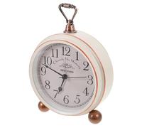 OSOLADY Vintage Silent Alarm Clock Retro Tabletop Desktop Bedside Clock for Bedroom with Wall Hanging Hook and Non Ticking Sweep Movement Stylish Design in White