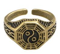 OSOLADY Vintage Taoism Open Band Ring for Men Brass Statement Jewelry