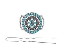 OSOLADY Vintage Turquoise Hair Fork for Women Hair Accessory Zinc Alloy Material and Flower Shape Design without Damage for Elegant Updos Can be Given a Present