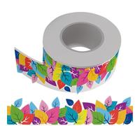 OSOLADY Waterproof Bulletin Board Border Sticker Roll for Classroom Decoration, Cartoon Leaf Frame Design, Wear-Resistant Blackboard Trim, Easy Peel Adhesive Decal for School and Festival