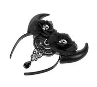 OSOLADY Womens Halloween Headband Devil Horns Hair Hoop with Skull Lightweight Elastic Headband for Cosplay Party Accessories and Festive Looks