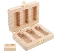 OSOLADY Wooden Fetal Hair and Teeth Preserving Box 3 Bottle Slots, Newborn Souvenir Keepsake Storage Box for Hair, Umbilical Cord, and Milk Teeth