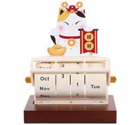OSOLADY Wooden Rotating Perpetual Table Calendar Decorative Desk Block Calendar for Home Office Monthly Blocks Stylish Living Decor