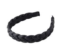 OSOLADY Woven Retro Style Hairband for Women Delicate Broadside Headband Black Pu Leather Vintage Hair Accessory for Parties and Events