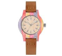 OSOLVE Leather Bracelet Charm Colorful Bamboo Wood Women Watches Quartz Movement Simple Brown Genuine Leather Watchband Stylish Ladies Wooden Watches