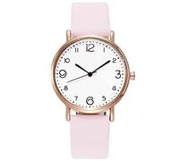OSOLVE Leather Bracelet Ladies Simple Watches Woman Big Round Digital dial Watch Pink Leather Belt Female Watches Popular with Ladies Girls