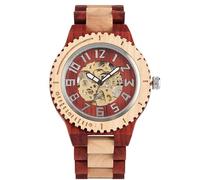 OSOLVE Leather Bracelet New Arrival 2023 Wooden Mechanical Wristwatch Automatic Watches Arabic Numeral Display Red Wood Hollow Dial Me Watches Gift