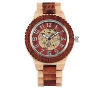 OSOLVE Leather Bracelet New Arrival 2023 Wooden Mechanical Wristwatch Automatic Watches Arabic Numeral Display Red Wood Hollow Dial Me Watches Gift