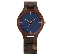 OSOLVE Leather Bracelet Retro Pure All Walnut Wooden Watch Simple No Word Blue Dial Clock Man Sports Full Wooden Band Quartz Wristwatches
