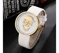 OSOLVE Leather Bracelet Skull Watch Men Women Bracelet Quartz Stainless Steel Wristwatches Ladies Mens Steampunk Engraved Clock