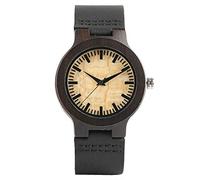 OSOLVE Leather Bracelet Top Gifts for Lovers Couple Luxury Royal Beige Dial Ebony Wood Quartz Watch Natural Wooden Black Genuine Leather Valentine Gifts