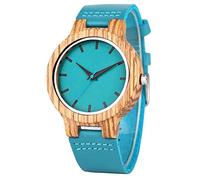 OSOLVE Leather Bracelet Top Luxury Royal Blue Wood Watch Quartz Wristwatch 100% Natural Bamboo Clock Fashion Leather Valentine's Day Best Gifts 2023 New