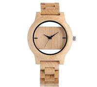 OSOLVE Leather Bracelet Unique Hollow Dial Men Women Natural Wood Watch with Full Wooden Bamboo Bangle Quartz Wristwatch Novel Handmade Clock Gifts Item