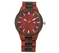 OSOLVE Leather Bracelet Unique Red Sandalwood Wooden Men Watches Top Brand Luxury Complete Calendar Watch Present a Great Gift for Man