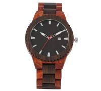 OSOLVE Leather Bracelet Unique Red Sandalwood Wooden Men Watches Top Brand Luxury Complete Calendar Watch Present a Great Gift for Man