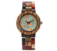 OSOLVE Leather Bracelet Women Fashion Wood Watch Vintage Mixed Color Clock Quartz Analog Wristwatches Sports Women Wooden Bracelet Watch