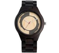 OSOLVE Leather Bracelet Wood Spiral Stripe Watch Men Unique Geometry Design Quartz Watch Male Watches Full Wooden Band Bangle Gift