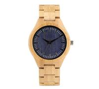 OSOLVE Leather Bracelet Wood Watches for Men Clock Male Casual Dark Blue Dial Full Natural Bamboo Wooden Bangle Quartz Wristwatches 2023