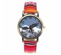 OSOLVE Men's Watch Bald Eagle Animal American Eagles Pattern Dial Watches Fashion Casual Men Women Stripes Denim Band Sport Quartz Wrist Watch