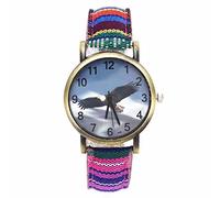 OSOLVE Men's Watch Bald Eagle Animal American Eagles Pattern Dial Watches Fashion Casual Men Women Stripes Denim Band Sport Quartz Wrist Watch