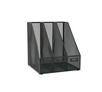 OSOSCO Graphite Wiremesh Triple Magazine Rack | Folder Storage | File Organiser | 3 Sections | Desk Tidy | Document Holder | H30.5 x W28 x D25 cm