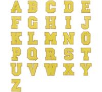 OsouYY Chenille Letter Patches, A-Z Iron-on Alphabet Set, Yellow with Gold Trim, 26 Pieces