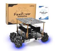OSOYOO FlexiRover Robot Car Kit for Raspberry Pi - Compatible with Pi 2/3/4/5, 520 Motors with Encoders, Mecanum Wheels, Servo Support, and High-Capacity Battery System (No Raspberry Pi Included)