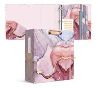 Ospelelf 3 Ring Binder for Letter Size Paper with 5 Tab Dividers, 3 Inch Ring, 4.4 Inch Spine, Pink Large Binder with Clip for School and Office Supplies