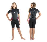 Osprey Kids Girls Origin 3 mm Shorty Summer Wetsuit, Black/Pink, XXS