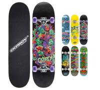 Osprey | Complete Skateboard 31 x 8-inch, Double Kick 9 Ply Chinese Maple Deck for Kids, Teens Adult and Beginners, Piranha, Multiple Designs