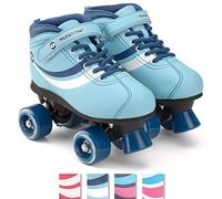 Osprey Disco Quad Roller Skates for Adults and Kids, Retro Roller Boots with ABEC 7 Bearings, UK ADULT 1/EU 33, Blue
