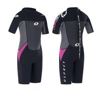 Osprey Kids Girls Origin 3 mm Shorty Summer Wetsuit, Black/Pink, M