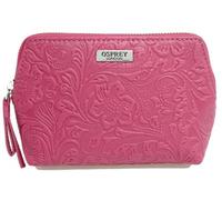 OSPREY Leather Francesca Small Makeup Bag, Fuchsia Pink