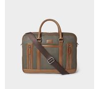 OSPREY LONDON Men's The Frontline Waxed Canvas & Leather Laptop Bag in Khaki OSPREY LONDON Khaki