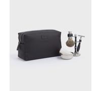 OSPREY LONDON Men's The Large Grantham Waxed Canvas & Leather Washbag in Black OSPREY LONDON Black One Size