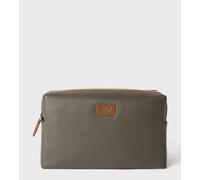 OSPREY LONDON Men's The Large Grantham Waxed Canvas & Leather Washbag in Khaki OSPREY LONDON Khaki One Size