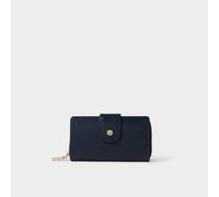 OSPREY LONDON Women's The Adaline Medium High Shine Leather Popper Matinee Purse in Mid Navy OSPREY LONDON Mid Navy One Size