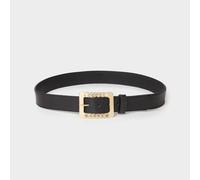 OSPREY LONDON Women's The Chain Buckle Leather Belt in Black | Size: 34 OSPREY LONDON Black 34