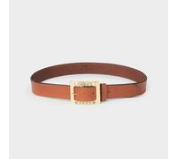OSPREY LONDON Women's The Chain Buckle Leather Belt in Tan | Size: 38 OSPREY LONDON Tan 38
