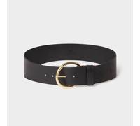 OSPREY LONDON Women's The Hoop Brass Buckle Leather Belt in Black | Size: 36 OSPREY LONDON Black 36