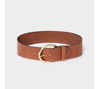 OSPREY LONDON Women's The Hoop Brass Buckle Leather Belt in Tan | Size: 36 OSPREY LONDON Tan 36