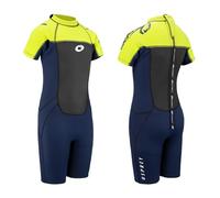 Osprey Origin 3mm Wetsuit, Kids Shortie Summer Wetsuit, Boys and Girls Short Sleeve Wetsuit Neoprene, XXS, Yellow