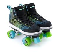 Osprey Mid Top Fly Knit Quad Roller Skates, Ideal Beginner 4 Wheel Roller Boots with ABEC 7 Bearings, Green