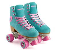 Osprey Retro Quad Roller Skates for Adults - Women's Lace Up High Top Roller Boots - Multiple Designs, Blue/Pink, UK ADULT 5/EU 38