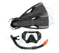 Osprey Snorkel Set with Mask, Snorkel Tube & Flippers, Tempered Glass Lens, Silicone Skirt and Purge Valve, Snorkelling & Scuba Diving Gear for Adults