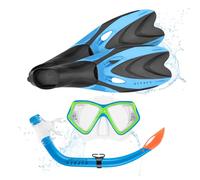 Osprey Snorkel Set with Mask, Snorkel Tube & Flippers, Tempered Glass Lens, Silicone Skirt and Purge Valve, Snorkelling & Scuba Diving Gear for Kids