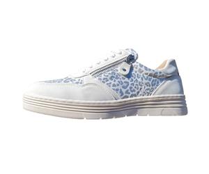 Osprey White Metallic Leopard Womens Trainers with Side Zip Detail-White-6