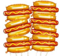 Ospvcwk 7 PCS Giant Hot Dog Balloons - 28 Inch Jumbo Food Themed Foil Balloons for Birthday, Food Snacks BBQ Hot Dog Party Decorations