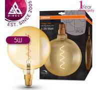 Osram 1906 5W LED Big Globe Bulb│Vintage Spiral Filament Gold Glass│Dimmable│E27 [EEK: G]
