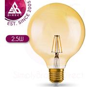 Osram 2.5 W 1906 LED Vintage Gold Glass Globe ES Bulb│Filament│2400 K│220 Im│E27